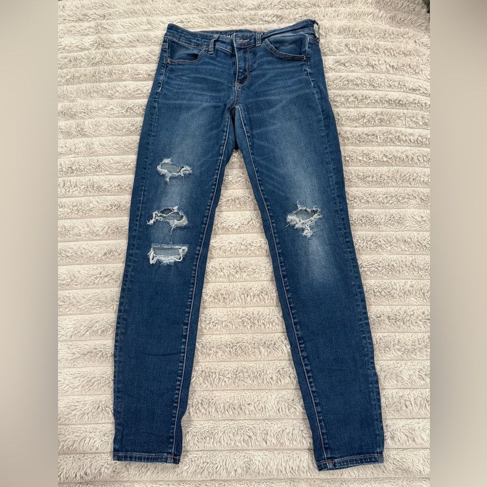 American Eagle Outfitters Distressed Blue Skinny Jeans - Women’s Size 10